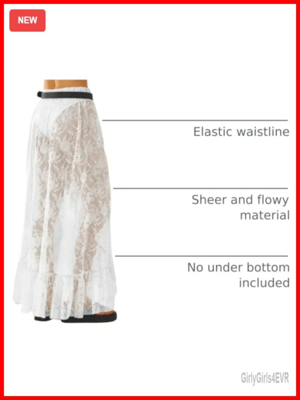 Lace Maxi Skirt Sheer High Low Ruffle Beach Cover Up Festival